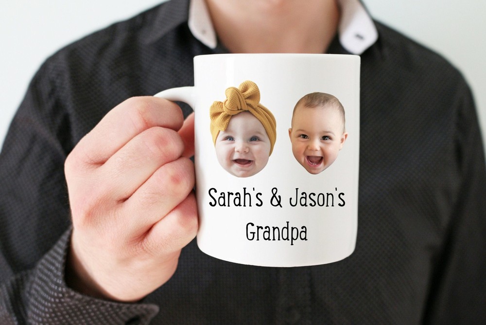 Personalized Gift For Grandpa Custom Grandpa Mug Grandkid Face Mug Baby Photo