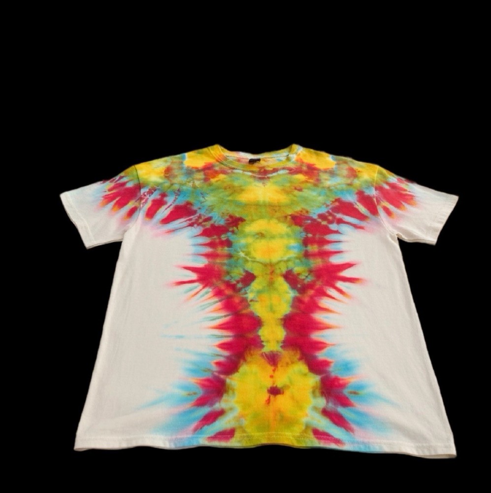 Hand Dyed Tie Dye Short Sleeve Shirt. Unisex For Men And Women. 100% Cotton L