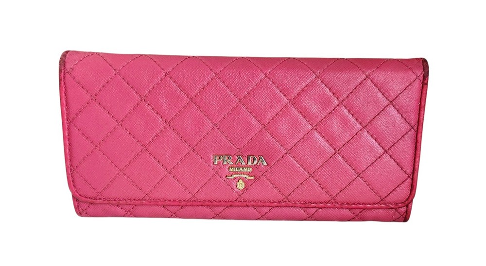 PRADA Pink Quilted Snap Wallet