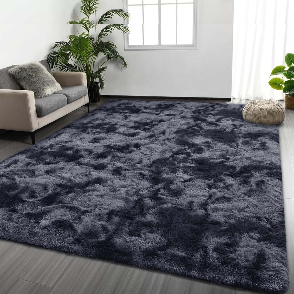 3x5 Area Rugs for Living Room Bedroom Machine Washable, Soft Fluffy Shag Tie ...