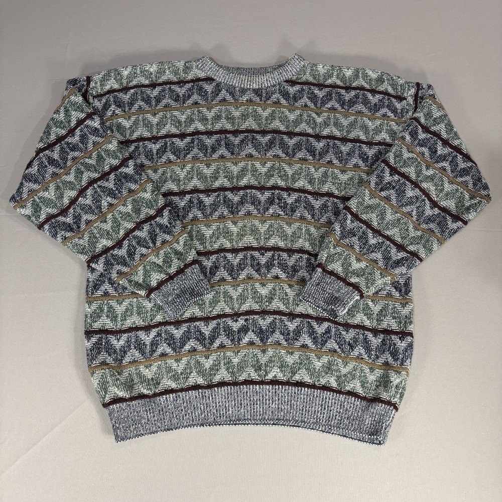 90s Jantzen Classics Men's Vintage Sweater Size Large Zigzag Design