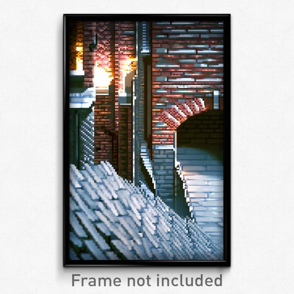 8 Bit Psychedelic Pixel Art Poster - Unknown Brickyard Video Game Print