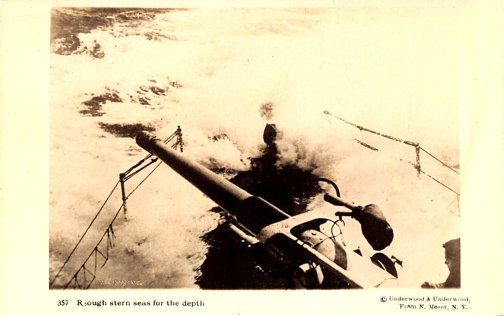 BATTLESHIP IN ROUGH OCEAN WATER REAL PHOTO POSTCARD 1910s RPPC WW1 ERA