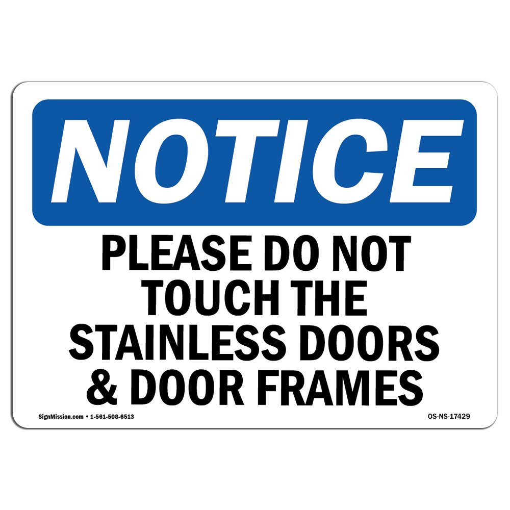 OSHA Compliant Do Not Touch Stainless Steel Doors Sign - Durable Plastic