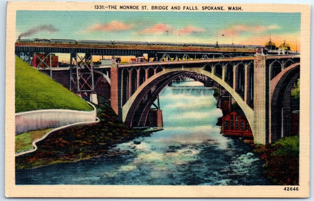 Postcard  The Monroe St. Bridge And Falls - Spokane, Washington