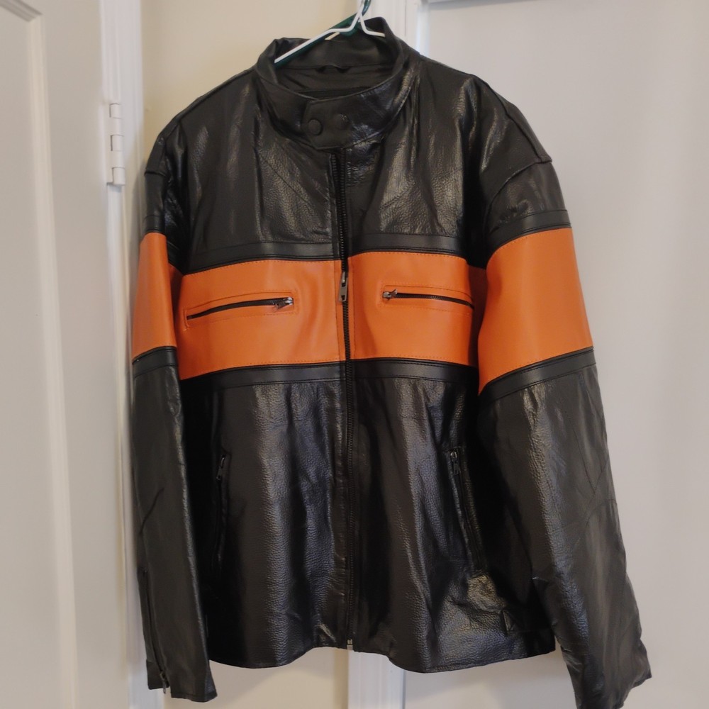 Diamond Plate Men's Large 90 percent leather Biker jacket