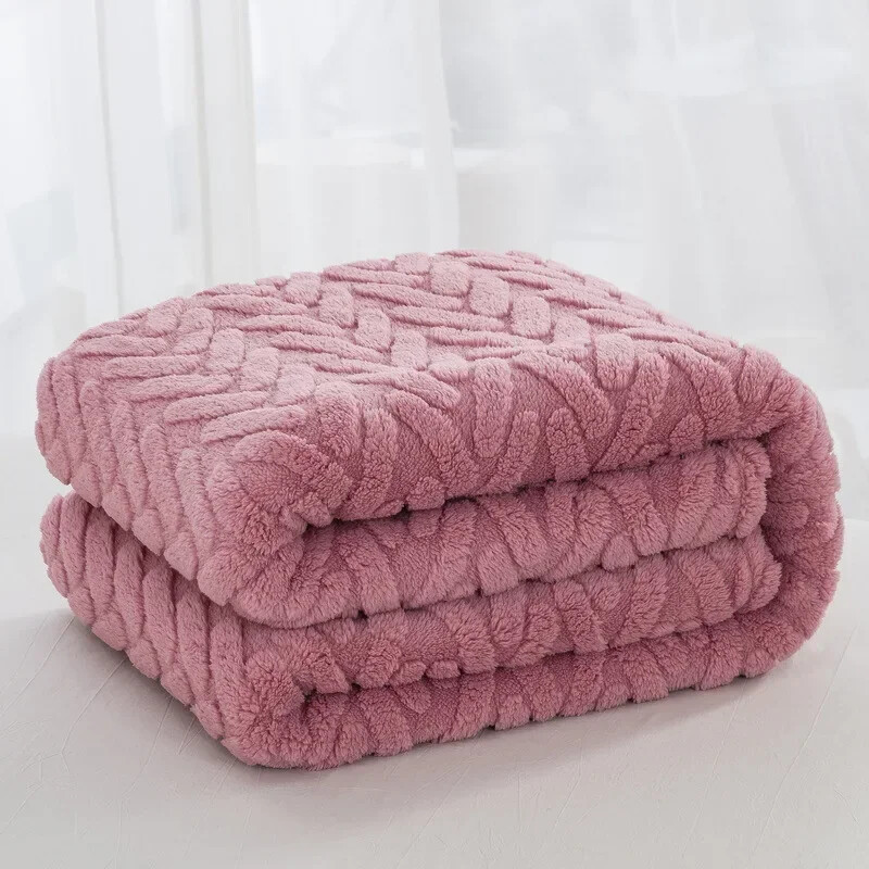 Single-Layer Double-Sided Jacquard Fleece Cotton Sofa Blanket Multi-Functional Cozy Throw