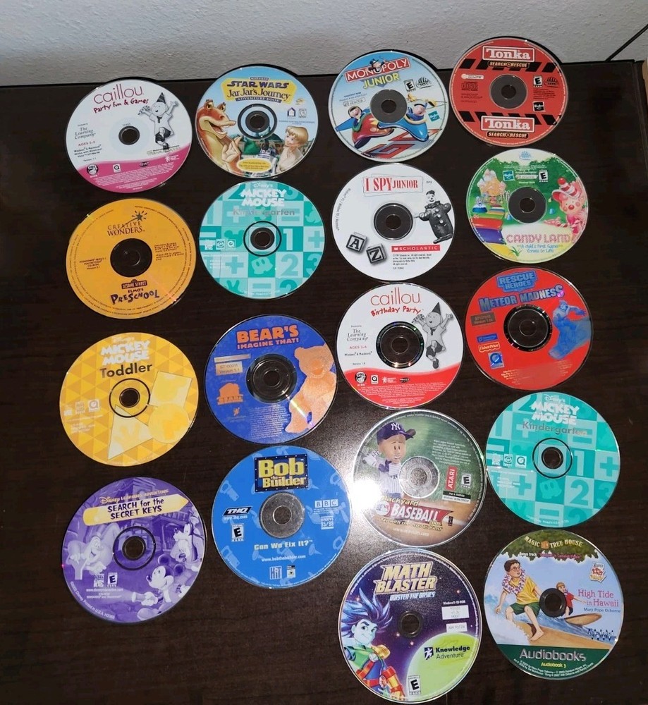 Lot of 18 Vintage Kids PC CD-ROM Games Backyard Baseball Disney Star Wars As Is