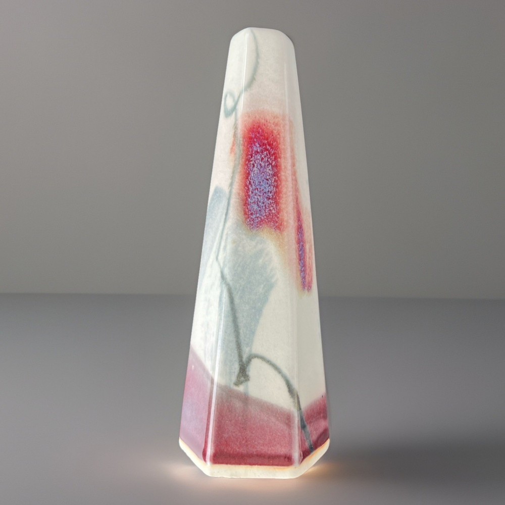 Pollari 80's Pottery Vase Ceramic Northwest Studio Oregon Vintage Pink & Gray