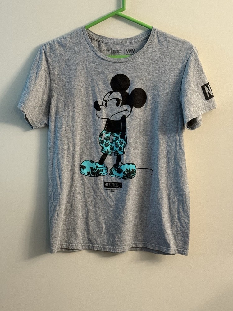 Neff x Disney Shirt Mens Size M Gray Short Sleeve Streetwear Mickey Mouse