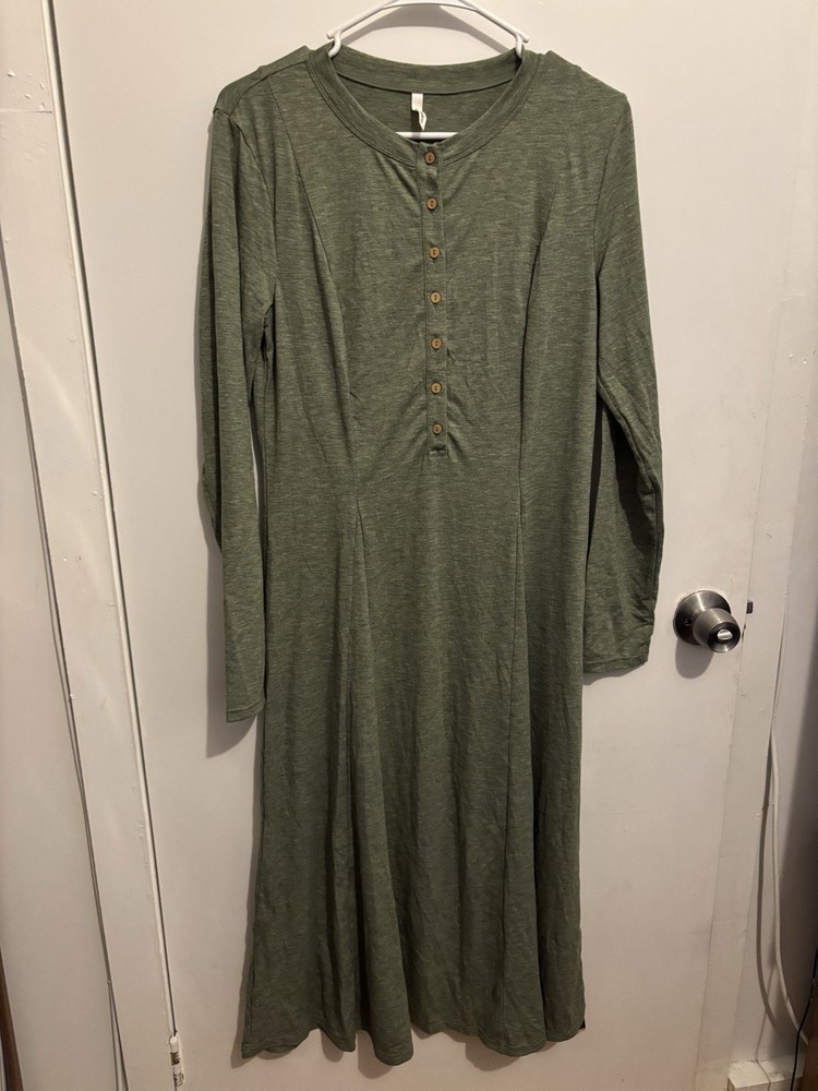 Halara NWT Green Long Sleeve Dress with Buttons Size Large