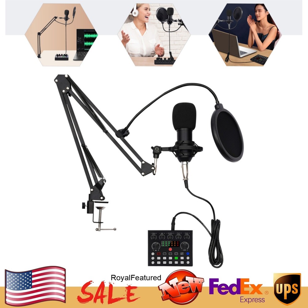 Studio Recording Kit Microphone Set Music Podcast Equipment Mixer Condenser Home
