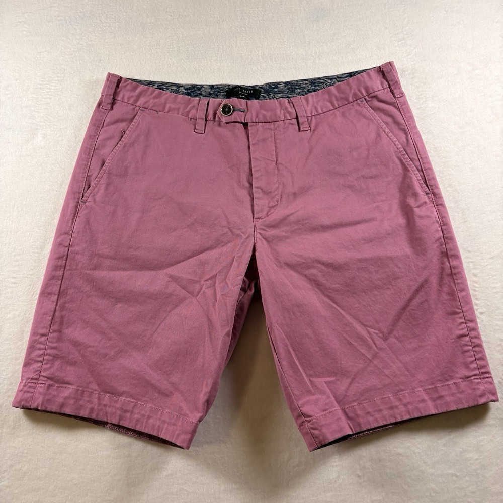Ted Baker London Shorts Men’s 34 Pink Flat Front Chino Casual Golf Summer