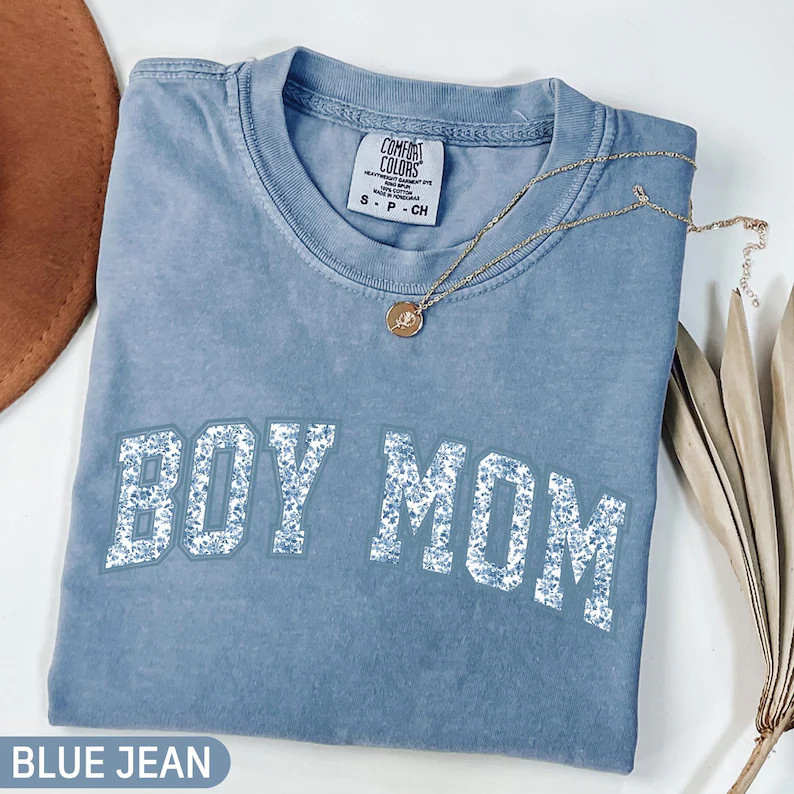 Comfort Colors Boy Mom Shirt Toile Floral Mama Tee Mother's Day Gift