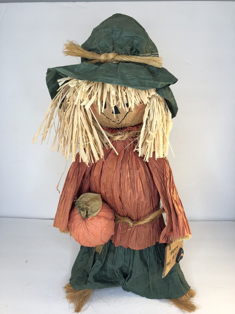 Handmade Paper Scarecrow Harvest Table Top Decor Autumn Fall 19