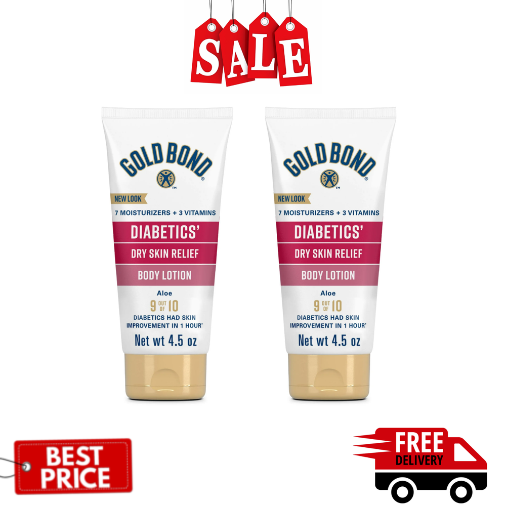 (2 Pack) Gold Bond Diabetics' Dry Skin Relief Body Lotion, 4.5 oz, with Aloe