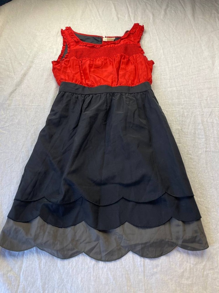 Maeve Anthropologie Horizon Line Ruffle Scallop Tiered Dress Womens Size 6