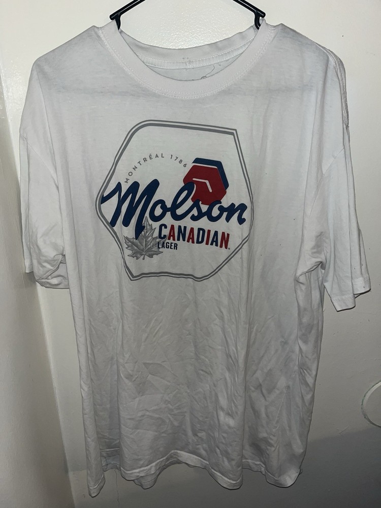 Tee Luv Molson Canadian Lager Men's White Graphic Crew Neck T-Shirt 2XL