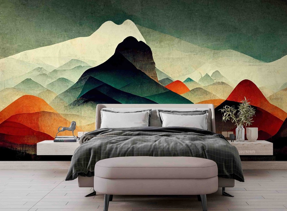 3D Mountain Forest Abstract Wallpaper Wall Murals Removable Wallpaper-image