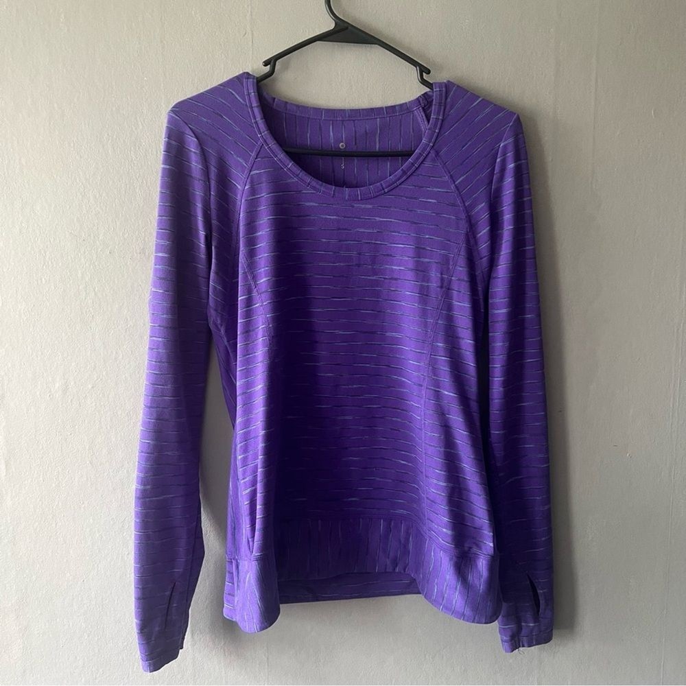 Athleta Women's Purple Pop Space Dye Striped Long Sleeve Size Small