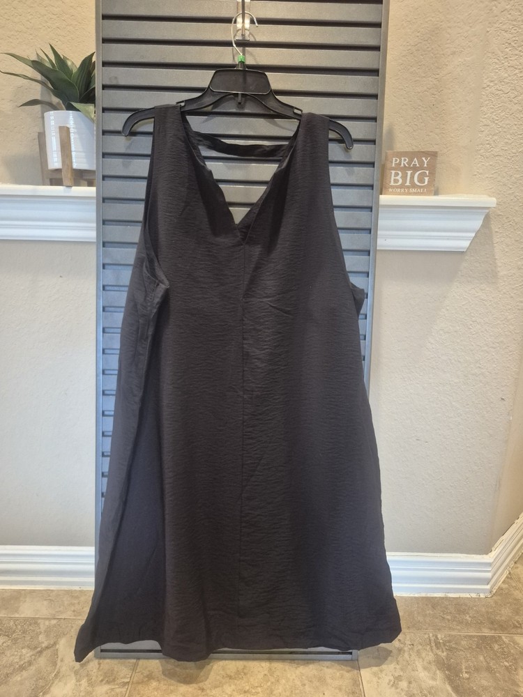 Banana Republic Satin Sleeveless Shift Dress Size  XXL Black Pockets WD1