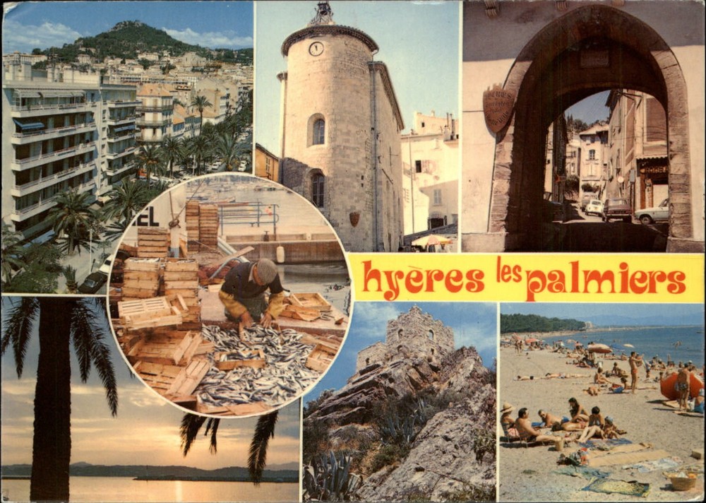 Hyeres les Palmiers France multi-view vintage postcard sku089