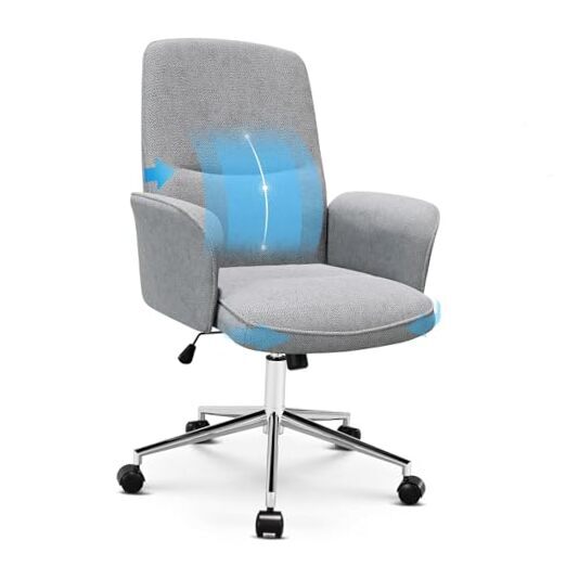 Comfy Office Desk Chair, Upholstered Fabric Computer Desk Chair, Criss Cross