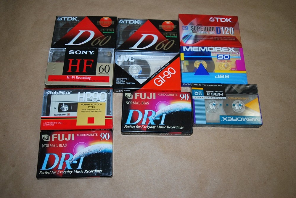 TDK SONY FUJI JVC MEMOREX Cassette Tape LOT of 10 NEW SEALED