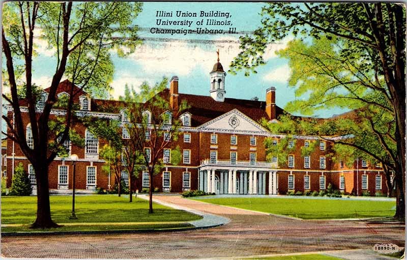 Postcard SCHOOL SCENE Urbana Illinois IL m/09 AO8495