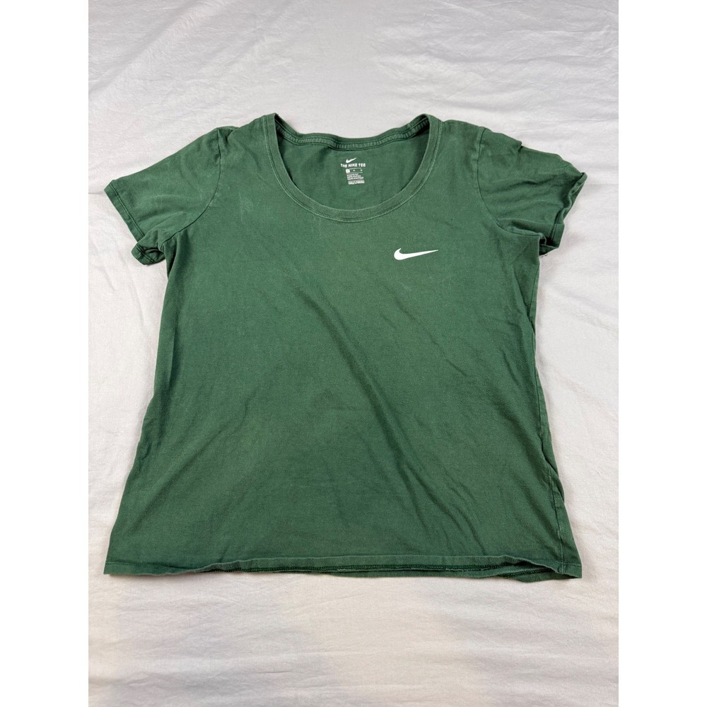 Nike The Nike Tee Mens Medium Green Short Sleeve Swoosh Logo Athletic Cut TShirt
