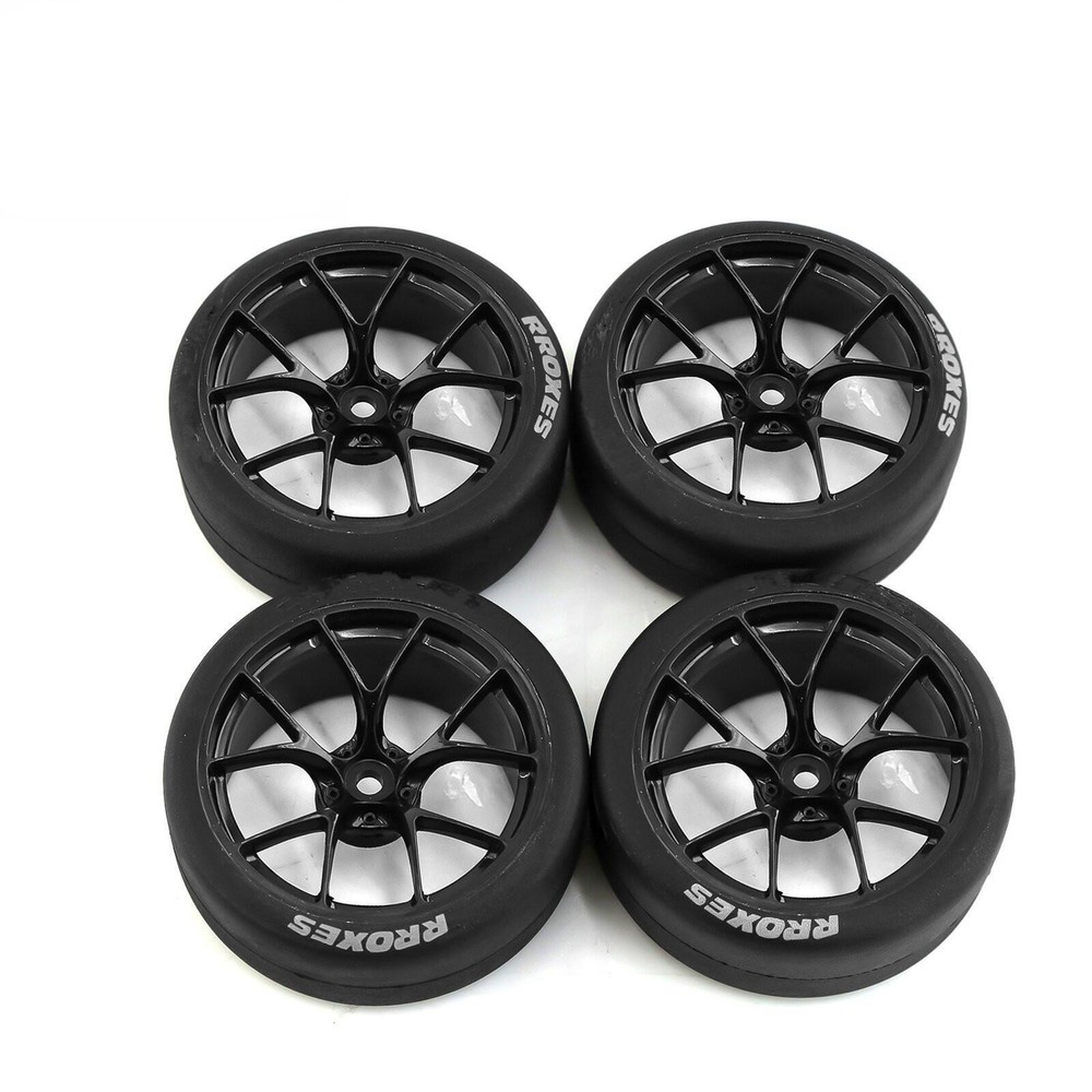 4Pcs 65mm 1/10 RC Car Tires Wheels 12mm Hex Hub for Tamiya TT01