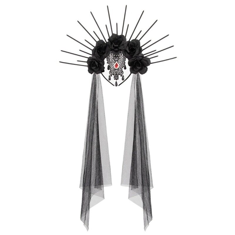 Dark Series Maid Headpiece Festival Props Flower Hairband for Women and Girls