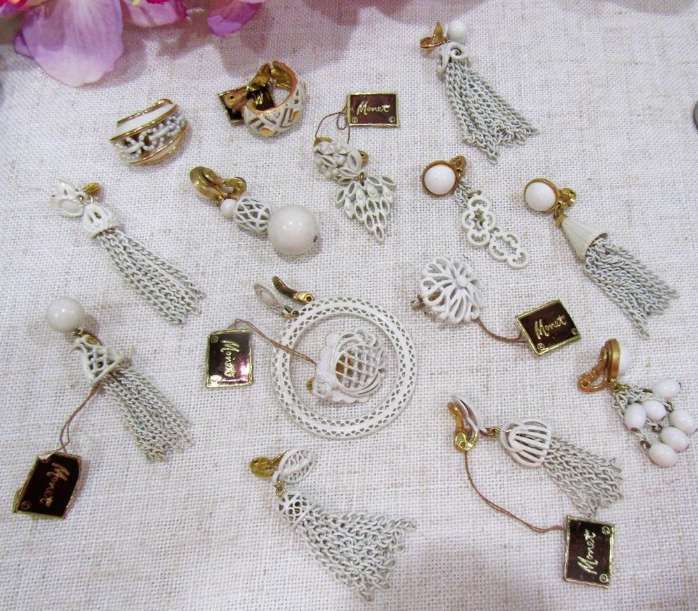Lot of Vintage Monet Gold-Plated SINGLE Earrings Mid-Century 1950's 1960's