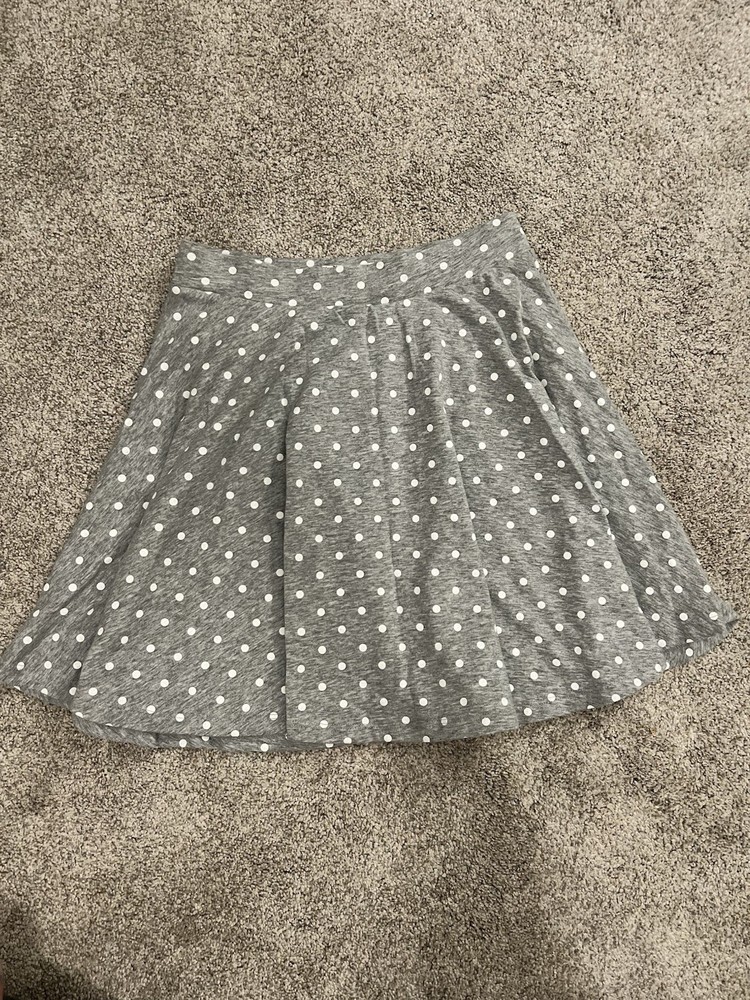 SO Gray And White Polka Dot Skater Mid Thigh Skirt Women’s Size Small