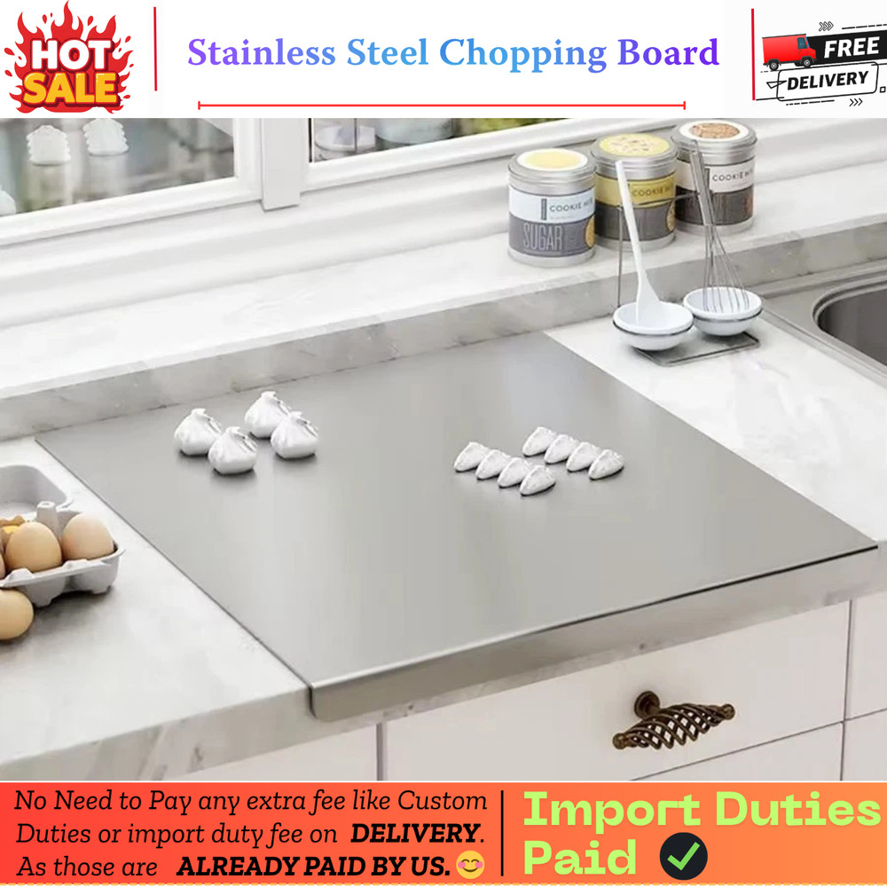 304 Stainless Steel Chopping Board Large with Lid Non Slip for Kitchen Counter