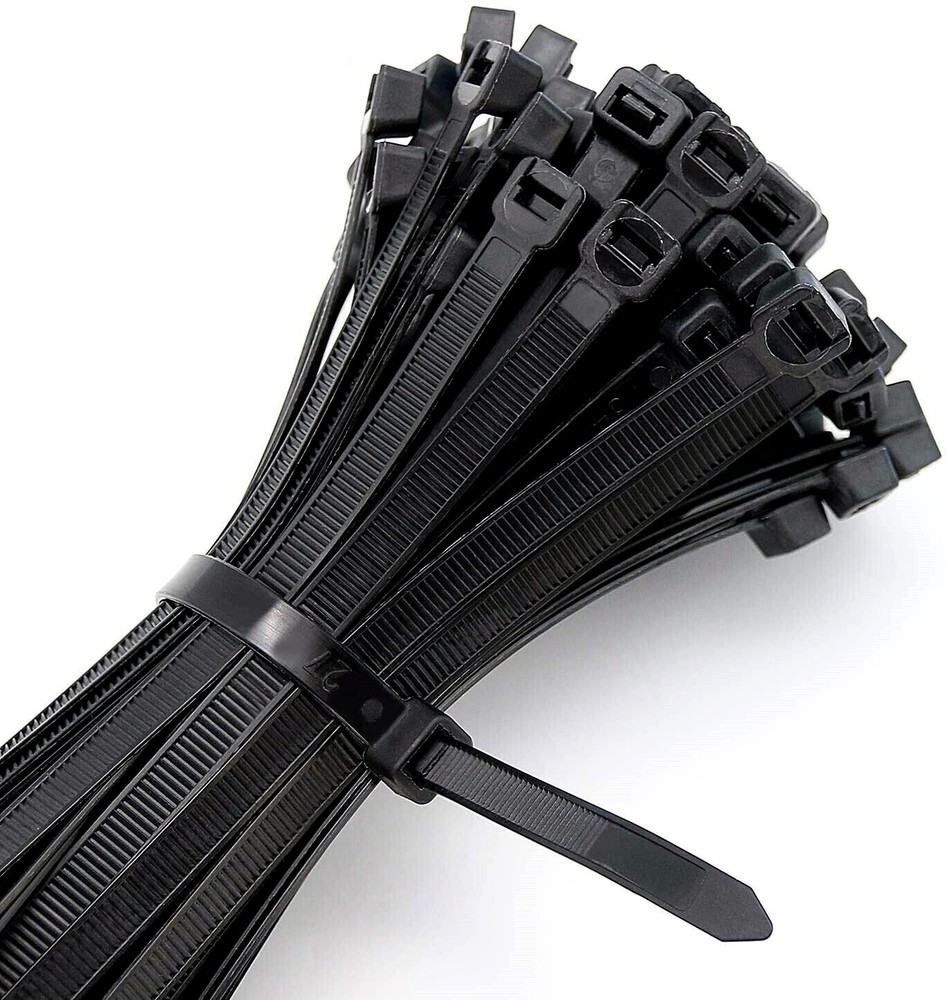 100 BLACK CABLE ZIP TIES Heavy Duty UV Resistant UL 4 6 8 10 12 15 18 24