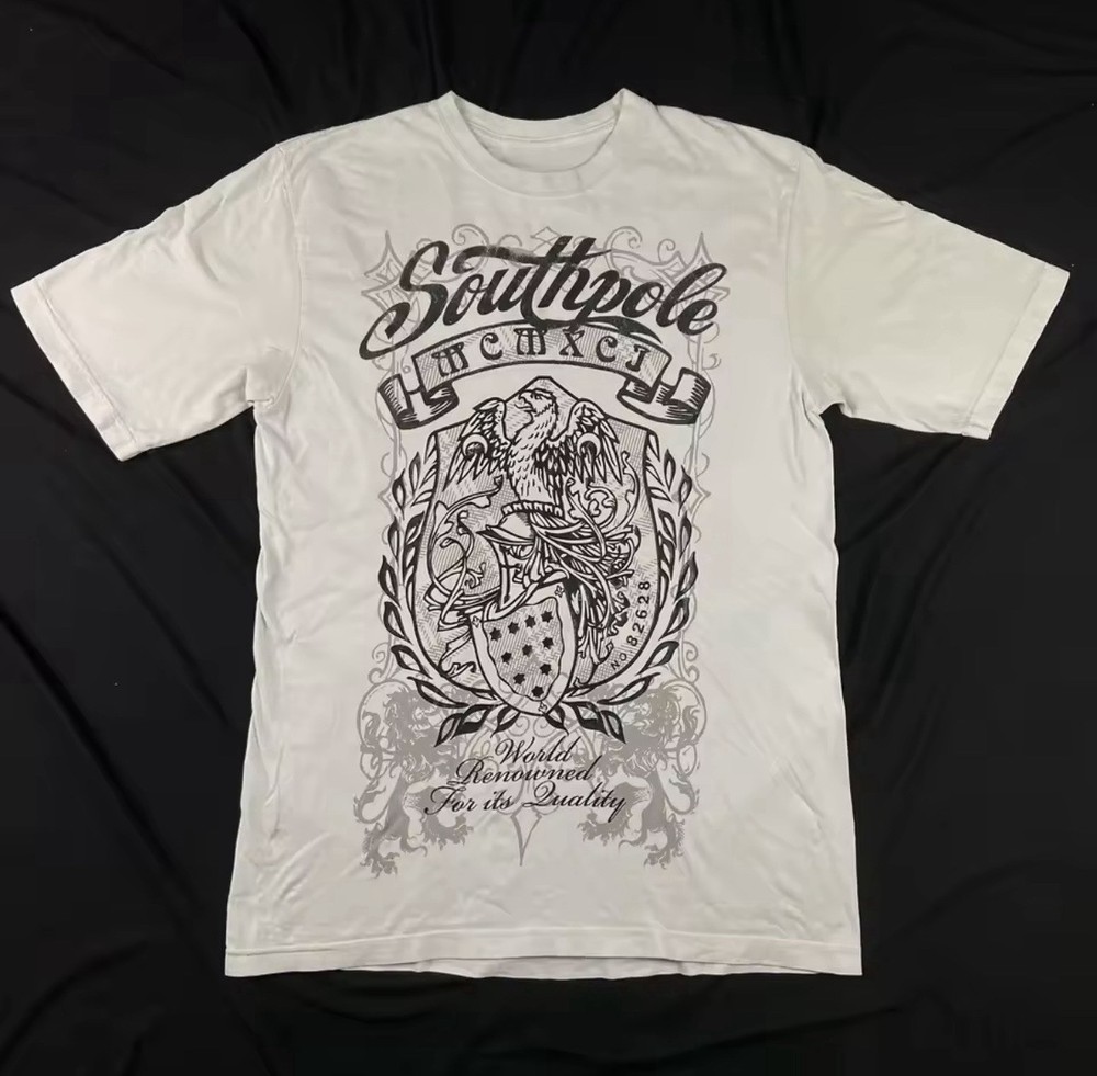 Mens Y2K Gothic Graphic T Shirt Streetwear South pole Wing  Grunge Vinatage Tee
