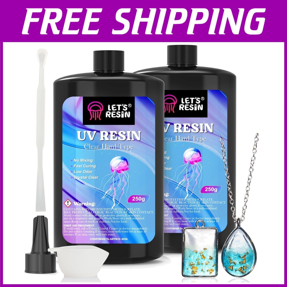 500g Crystal Clear Low Odor UV Resin for Jewelry Making & Craft Decorations