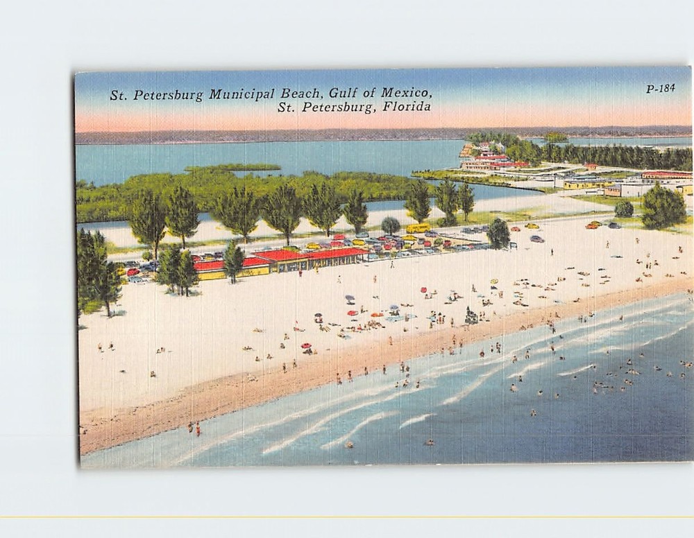 Postcard St Petersburg Municipal Beach Gulf Of Mexico  St Petersburg Florida