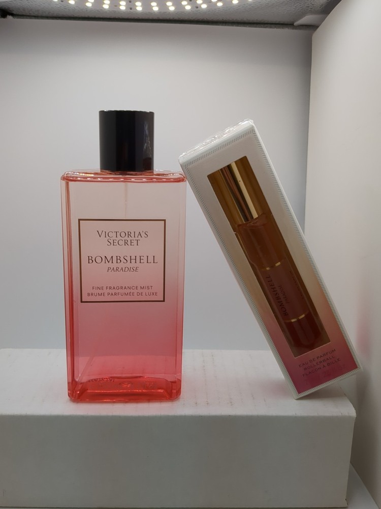 VICTORIA’S SECRET BOMBSHELL PARADISE FRAGRANCE BODY MIST 8.4 Fl oz & ROLLERBALL