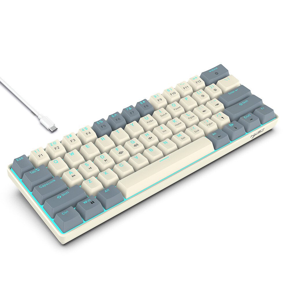 Red Switch 61-Key Ice Blue Mechanical Keyboard with USB 2.0 Arm Core U3N3