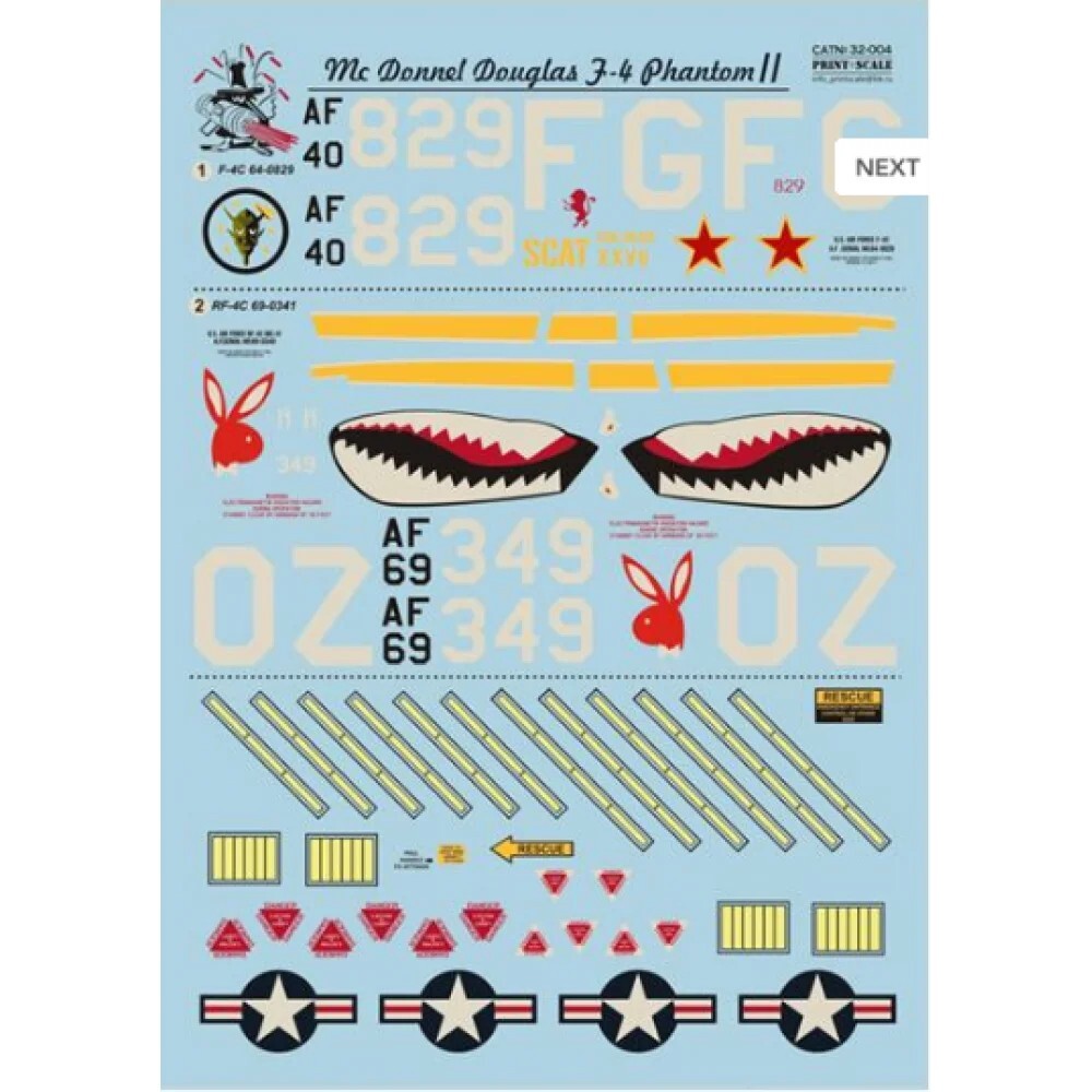 Print Scale 32-004 Decal for airplane 1:32 F-4 Phantom II in Viet Nam war Part 1