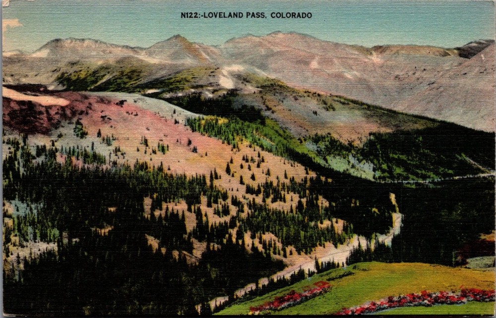 Vintage Loveland Pass Colorado Mountains Linen Postcard N122 The Denver News Co.