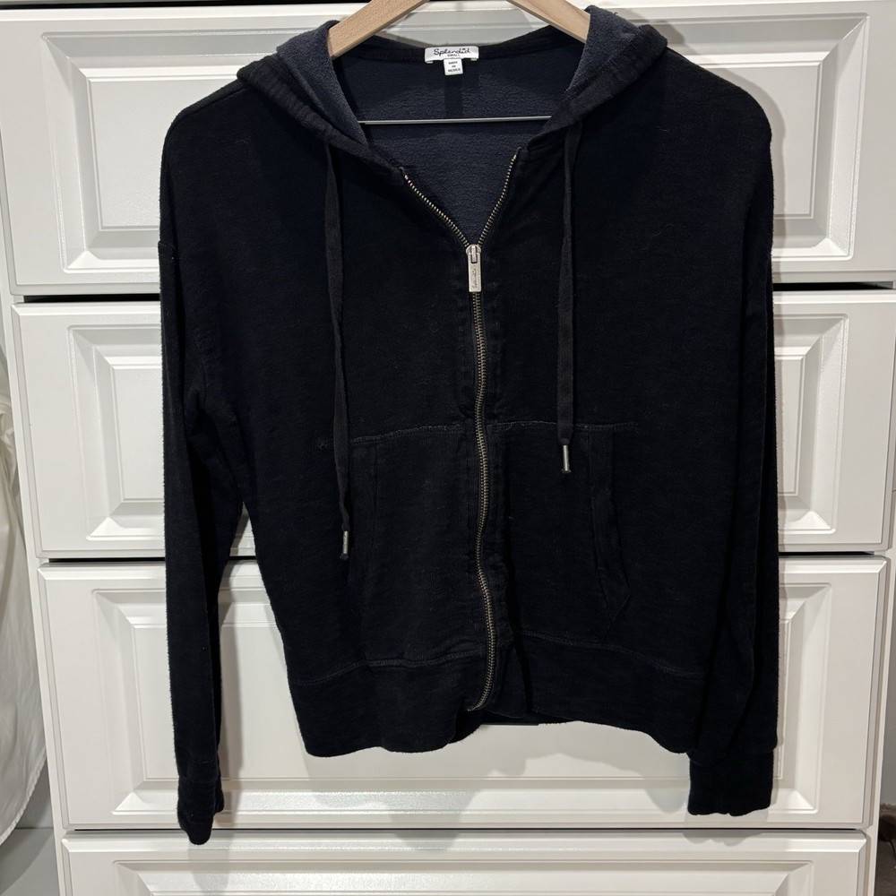 Splendid Black Dream Slub Zip-Up, Small