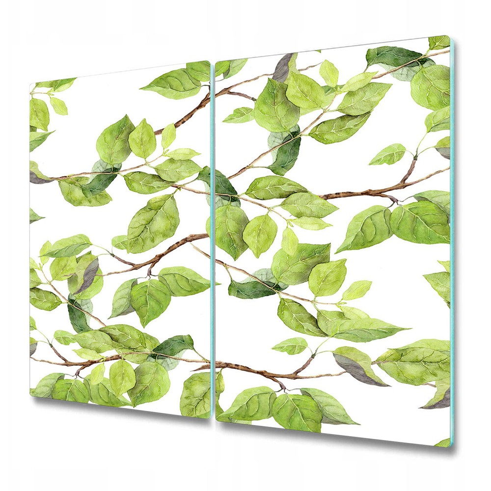 Glass Chopping Cutting Board Spring Leaves Green birch leaf composition 2x30x52
