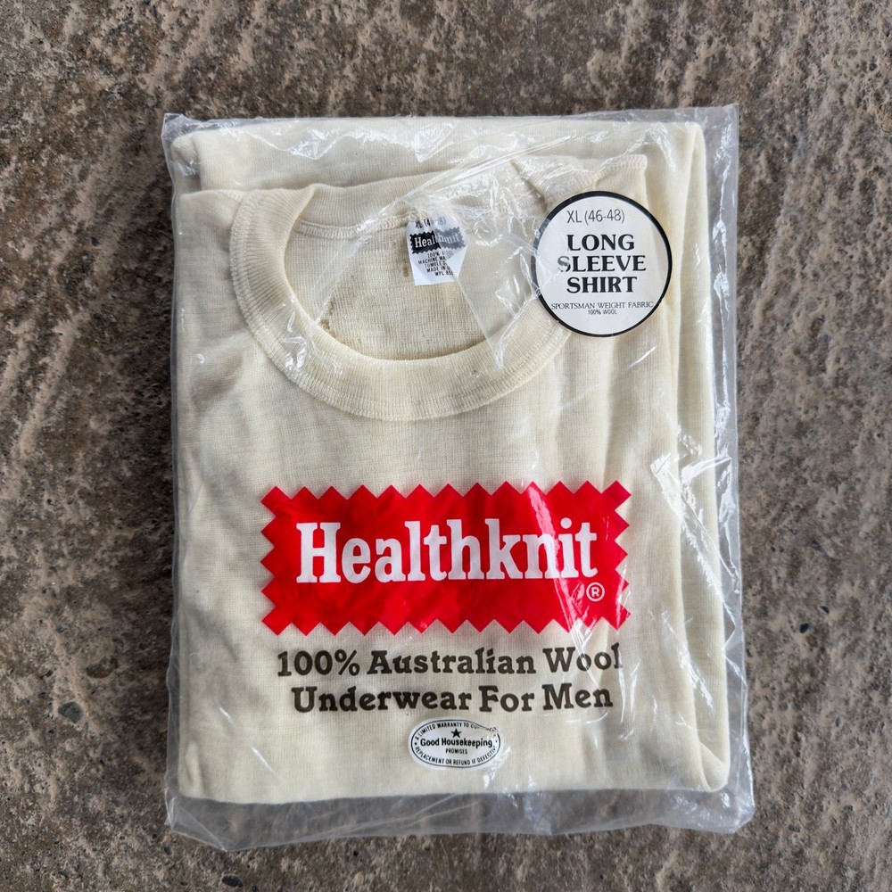 NEW Vintage 70s Deadstock HEALTHKNIT Thermal Waffle Knit Shirt Men XL USA