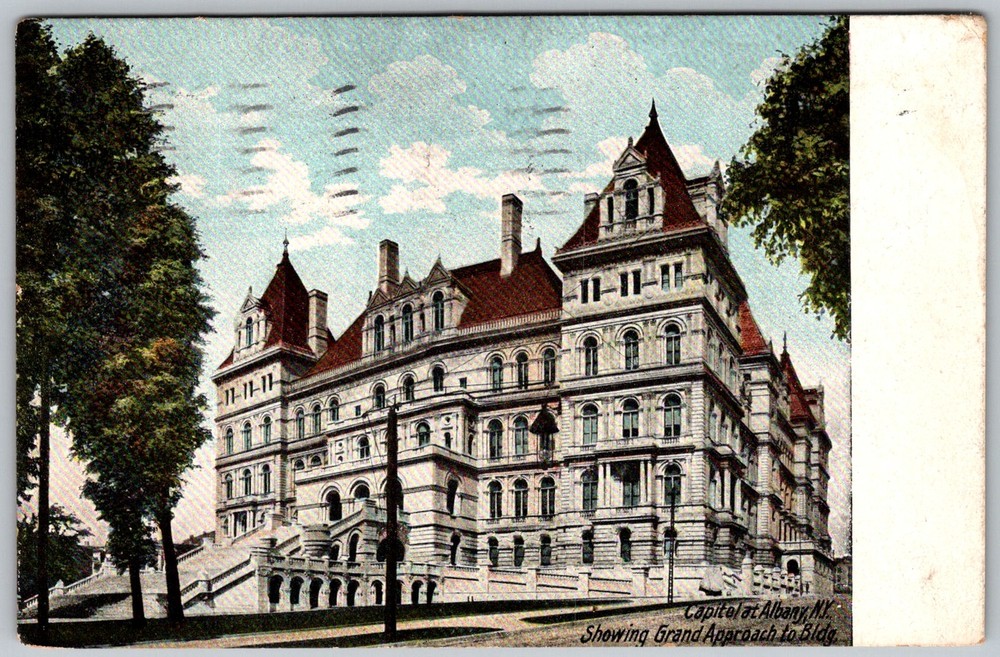 Antique Postcard State Capitol Building Entrance Albany, NY 1910s