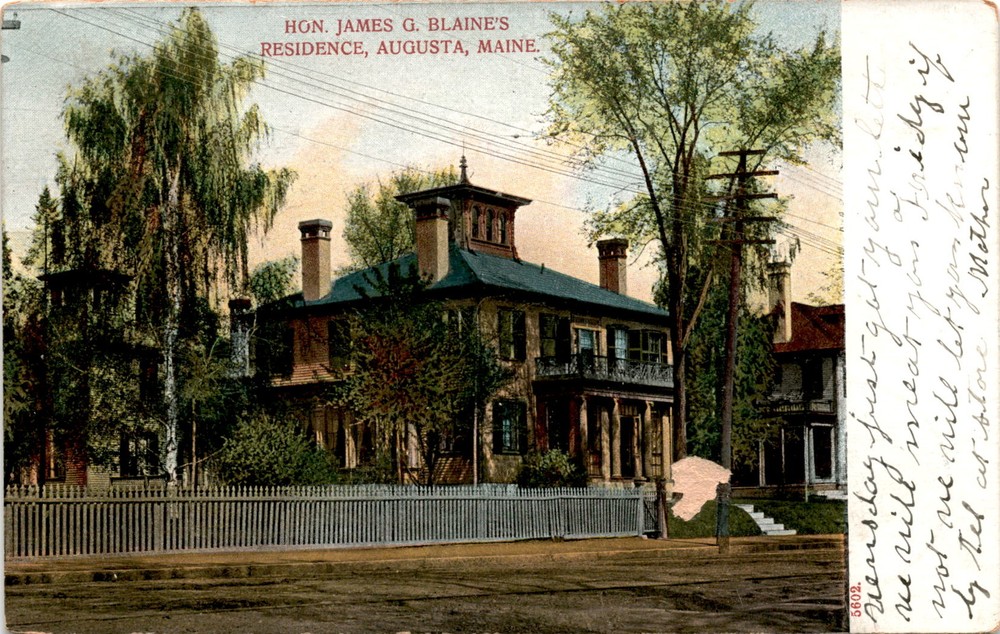 AUGUSTA, MAINE, HON. JAMES G. BLAINE'S RES Postcard