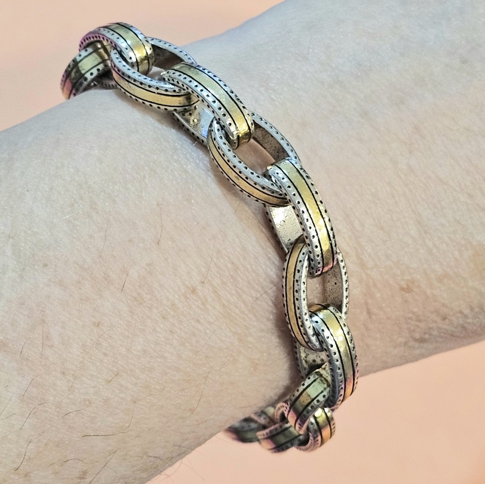 ✅ Brighton Bracelet With Dust Bag Silver & Gold Link Chain Charm Pendant Jewelry