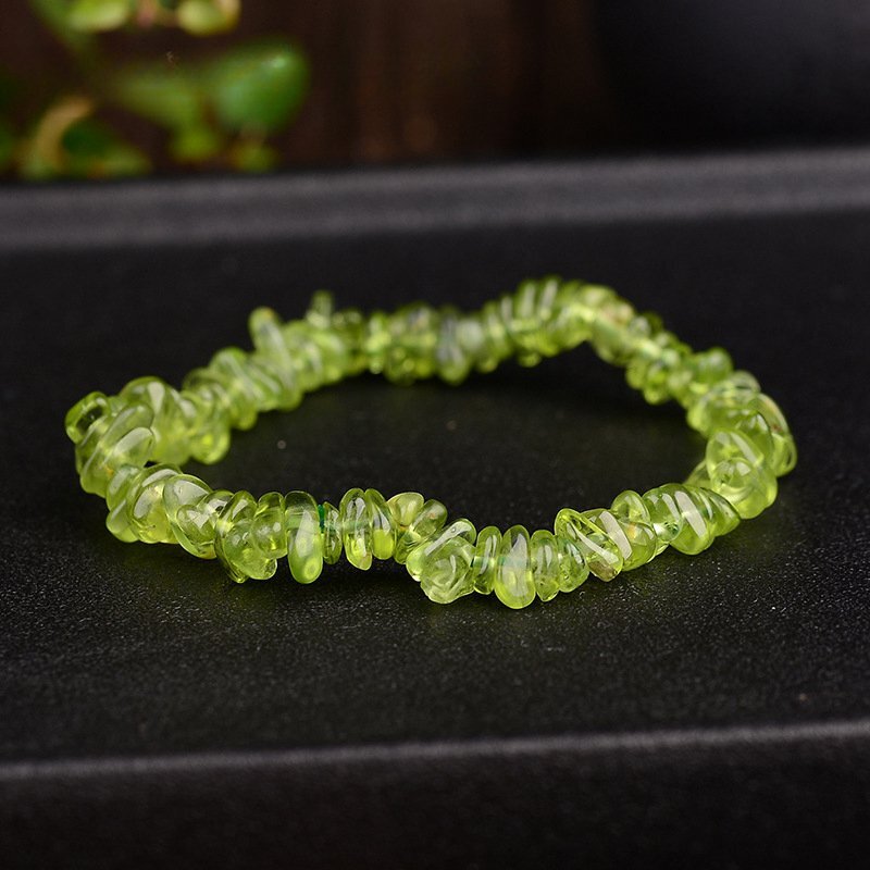 Natural Peridot Quartz Crystal Stretchy Bracelet Chip Stone Bead Bangle Healing